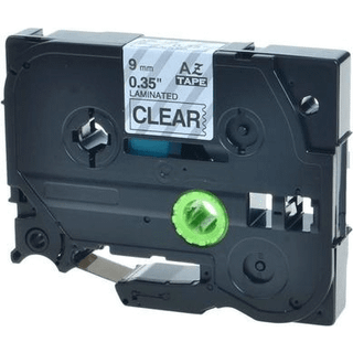 Brother TZe121 Tape sort tekst på gennemsigtig tape 9mm x 8m Uoriginal