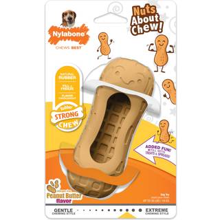Nylabone Strong Chew Fillable Peanut Dog Treat Toy Cute Dog Toys For Aggressive Chewers Allergen-Free Peanut Butter Flag Medium/Wolf (1 Count)