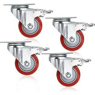 Coocheer hjul 3 '' Heavy Duty hjulbelastning 1200 kg L?selige b?rende hjul med bremser 360-graders topplade drejelige hjul til m?bler og arbejdsb