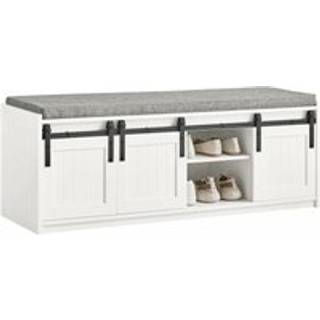 SoBuy Skobænk med Skohylde - Hvid, 120 cm