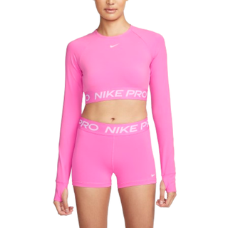 Kort Nike Pro Dri-FIT-top med lange ærmer til kvinder - rød - M (EU 40-42)