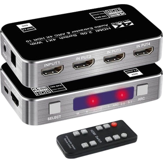 NÖRDIC HDMI Switch 4 til 1 med lyd emhætte og ARC 4K60Hz MHL Dolby Ægte SPDIF stereo 3D