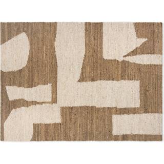 Ferm Living Piece Tæppe 140x200 Cm Offwhite/toffee - Mønstrede tæpper Uld Fra New Zeeland Off-White - 1104268077