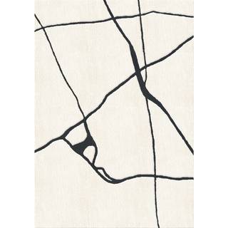 Layered Gute gulvtæppe /hvidt 300x400 Cm - Mønstrede tæpper Uld Sort - DELTABW300400