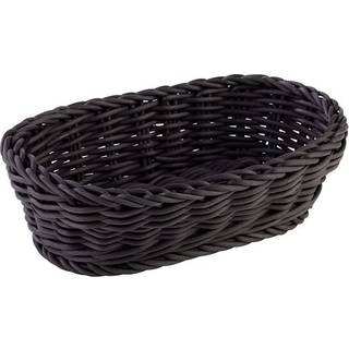 Brødkurv oval i kraftig flet PP 19x12x6 cm sort