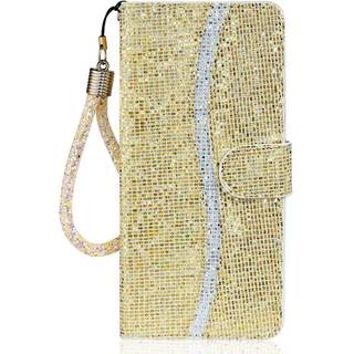 Samsung Galaxy A34 (5G) Læder Flip Cover m. Pung & Strop - Glitter Design - Guld
