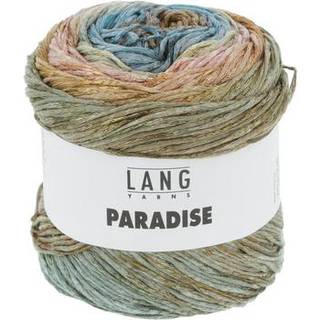 Lang Yarns Paradise 039 Indhold: 78% bomuld, 22% viskose Vægt/længde: 100 g = ca. 320 meter Anbefalede pinde: 3.5-4 mm Strikkefasthed: 10 x 10 cm = 23 m x 30 p Vask: Finvask 30ºC / Tåler ikke tørretumbling / Brug aldrig skyllemiddel.