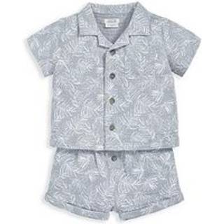 Mamas & Papas Mamas & Papas Blue 100% Cotton Palm Print Shirt And Shorts Set 2 Piece