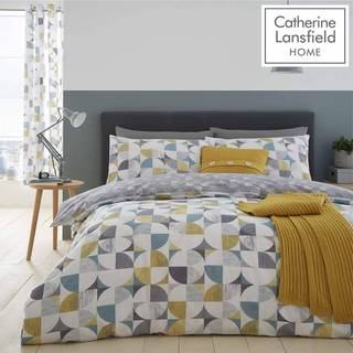 Catherine Lansfield Catherine Lansfield Grey Retro Circles Geo Duvet Cover and Pillowcase Set
