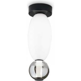 Ideal Lux loftlampe Lumiere-1, opal/gråt glas, sort