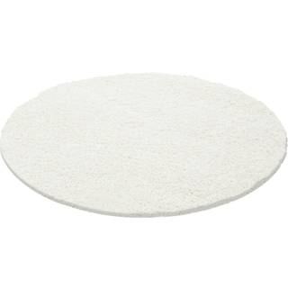 Life Rund Shaggy tæppe Ensfarvet - Creme - 160x160 (Rund)