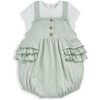 Mamas & Papas Mamas & Papas Green Hibiscus 100% Cotton Bodysuit And Shortie Romper Set 2 Piece