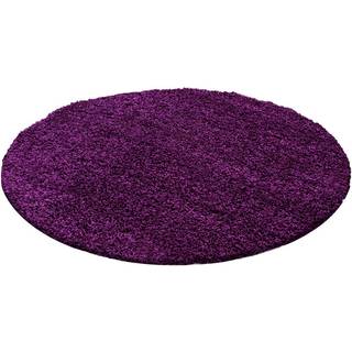 Dream Rund Shaggy tæppe Ensfarvet - Lilla - 80x80 (Rund)