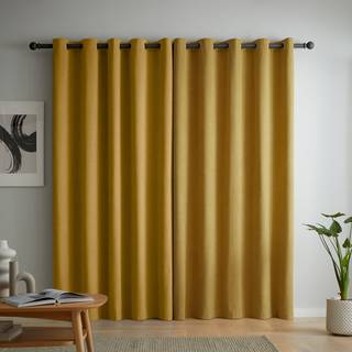 Catherine Lansfield Catherine Lansfield Yellow Wilson Thermal Blackout Lined Eyelet Curtains