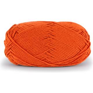 Dale LERKE 8165 Orange Indhold: 53% merinould, 47% egyptisk bomuld Vægt/længde: 50 g = ca 115 meter Anbefalede pinde: 4 mm Strikkefasthed: 10 cm = 22 m Vask: Uldvask 30 °C / Brug vaskemiddel til uld/silke / Brug ikke skyllemiddel / Tørres fladt.