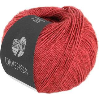 Lana Grossa Diversa 22 Rustrød Indhold: 74% bomuld, 26% viskose Vægt/Længde: 50 g = ca. 210 meter Anbefalede pinde: 3.5-4 mm Strikkefasthed: 10 x 10 cm = 24 m x 32 p Vask:Finvask 30º/ Tørres fladt.