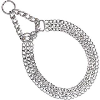 Kædehalsbånd, halvkvæl, krom, 3-ræk 2 mm - L