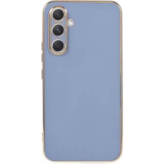 Samsung Galaxy A25 (5G) Fleksibelt Plastik Bagside Cover m. Guld Kant - Blå