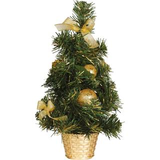 Kunstigt juletræ med guldpynt, 30 cm