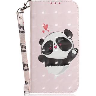 Samsung Galaxy A25 (5G) Læder Flip Cover m. Print & Strop - Glad Panda