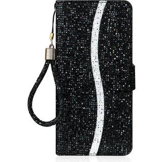 Samsung Galaxy A34 (5G) Læder Cover m. Pung & Strop - Glitter Design - Sort