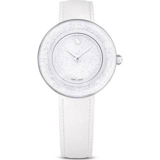 Crystalline lustre Uhr, Schweizer Produktion, Lederarmband, Weiß, Edelstahl