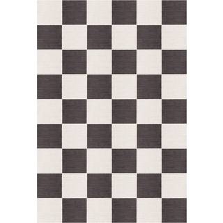 Layered Chess uldtæppe Black and white, 180x270 cm