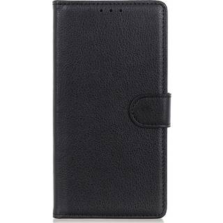 iPhone 14 Plus Litchi imiteret Læder Cover m. Pung - Sort