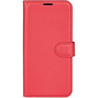 iPhone 15 Pro Litchi Læder Flip Cover m. Pung - Rød