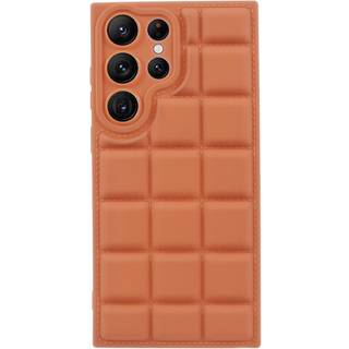 Samsung Galaxy S22 Ultra Fleksibelt Plastik Bagside Cover m. Jakke Tekstur - Brun