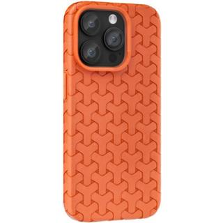 iPhone 15 Plus Fleksibelt Plastik Cover - Flettet Tekstur - Orange