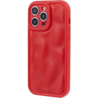 iPhone 15 Pro Fleksibelt Plastik Bagside Cover m. Bølget Udseende - Mat Rød