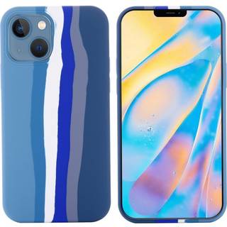iPhone 15 Plus Silikone Bagside Cover - Blå Regnbue