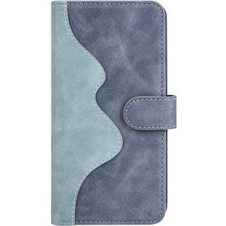 iPhone 15 Pro Multifarvet Flip Læder Cover m. Pung - Blå / Grå