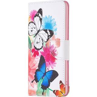 Nokia C22 Læder Flip Cover m. Pung & Print - Sommerfugle & Blomster