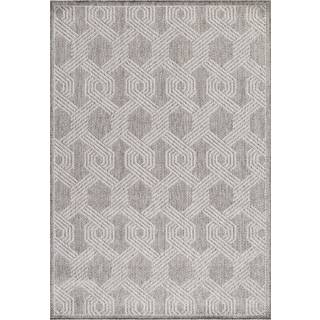 Aruba Udendørs Tæppeløber Geometrisk - Grå - 80x150 (Løber)