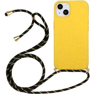 iPhone 15 Fleksibelt Plastik Cover m. Snor / Strop - Gul