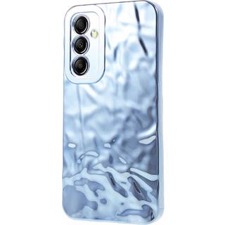 Samsung Galaxy A24 Skinnende Fleksibel Plastik Bagside Cover - Bølget Design - Blå