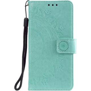 Nokia 2.4 Læder Flip Cover - Mandala Mønster Cyan
