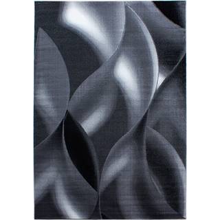 Plus Kortluvet tæppe Abstrakt Bølge - Sort - 280x370