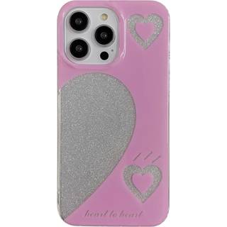 iPhone 13 Pro Glitter Plastik Bagside Cover - Heart To Heart