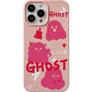 iPhone 14 Pro Fleksibel Plastik Bagside Cover m. Motiv - Lyserøde Spøgelser