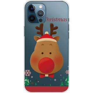 iPhone 14 Pro Max Fleksibelt Plast Jule Bagside Cover - Rensdyr med Butterfly