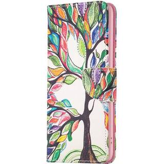 Nokia C22 Læder Flip Cover m. Pung & Print - Farverigt Træ