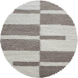 Gala Rund Shaggy tæppe Ternet - Beige - 200x200 (Rund)