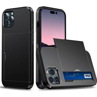 iPhone 14 Pro Hybrid Håndværkercover m. Kortholder - Sort