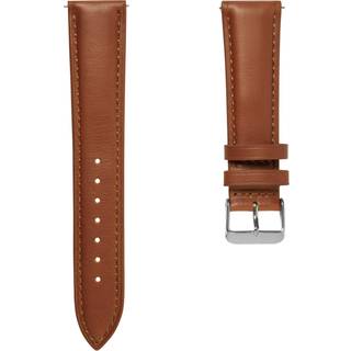 21mm Lysebrun Urrem i Læder med Sølvfarvet Spænde – Quick Release