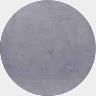 Pouffy Rund Shaggy tæppe Ensfarvet - Grå - 120x120 (Rund)