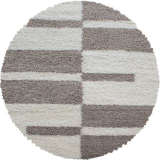 Gala Rund Shaggy tæppe Ternet - Beige - 80x80 (Rund)