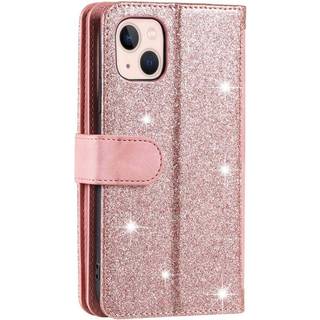 iPhone 14 Læder Flip Cover m. Pung & Magnetlås - Lyserød